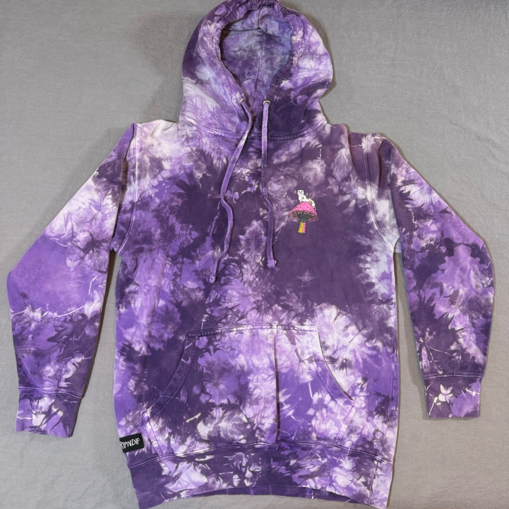 Ripndip Hoodie Mens Small Purple Tie Dye Cat Mushrooms Psychedelic